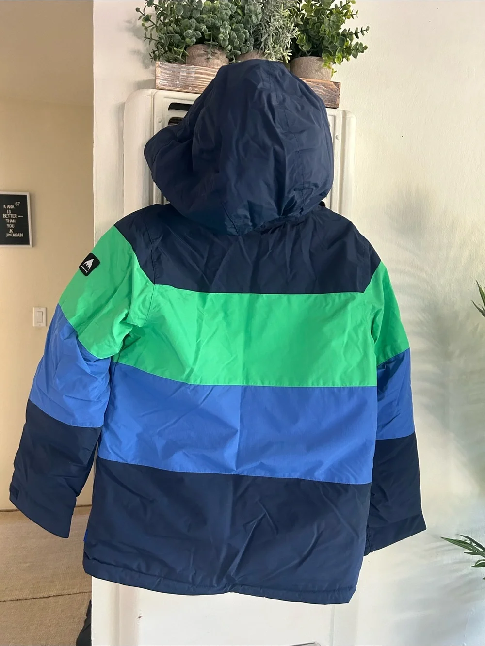 Burton Kids Colorblock Puffer Jacket in Navy, Green & Blue